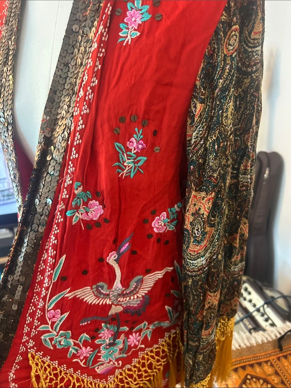 Free People Embroidered Fringe Kimono